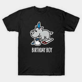 Funny birthday boy Rhino party hat happy birthday cartoon T-Shirt